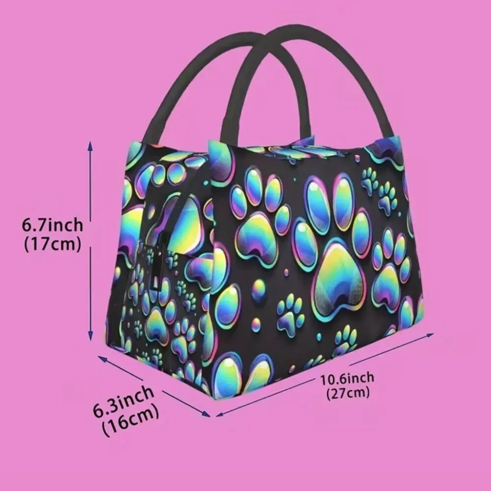 Dog Paw Print  Insulated Lunch Bag – Reusable Cooler Tote